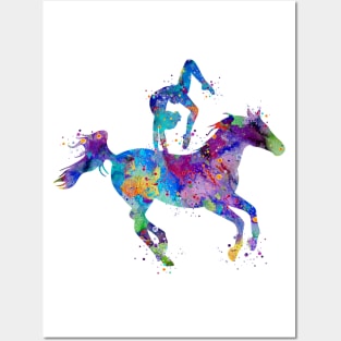 Girl Equestrian Vaulting Watercolor Posters and Art